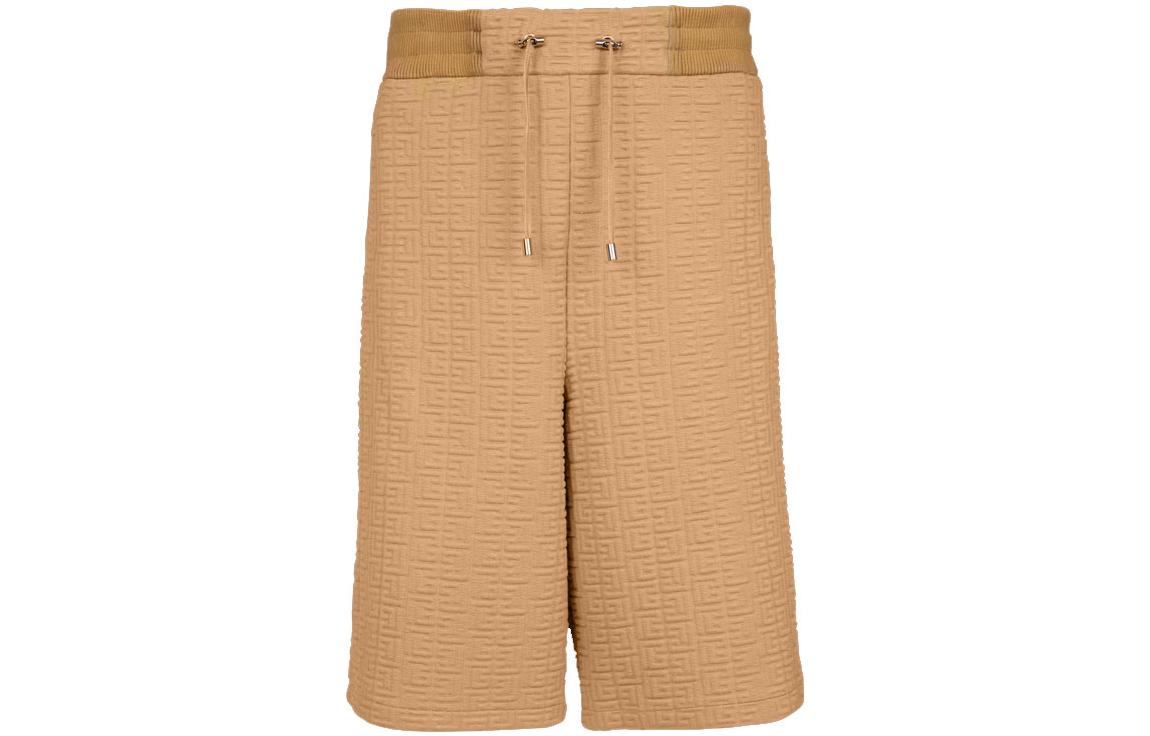 BALMAIN FW22 Logo Embossed Drawstring Waist Bermuda Shorts Brown Men. YH0OA049JB15-8KC