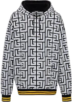 Balmain FW22 Logo Jacquard Zip Hoodie Black/White Fashion YH2JT047JE12-EAB Balmain FW22 Logo Jacquard Zip Hoodie Black/White Fashion YH2JT047JE12-EAB
