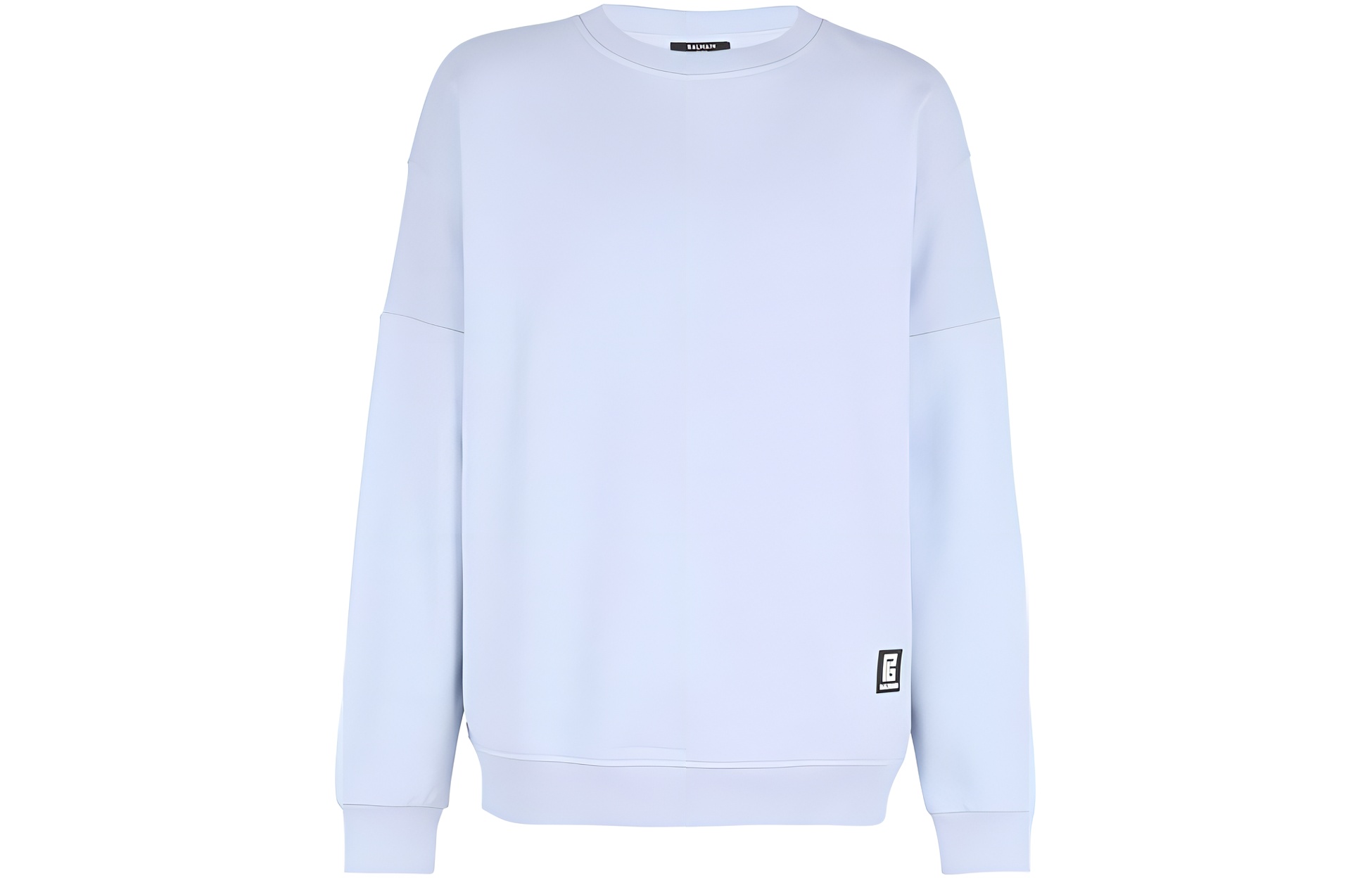 Balmain FW22 Logo Patch Cotton Crewneck Sweatshirt Light Blue () YH1JS047BB16-SGP