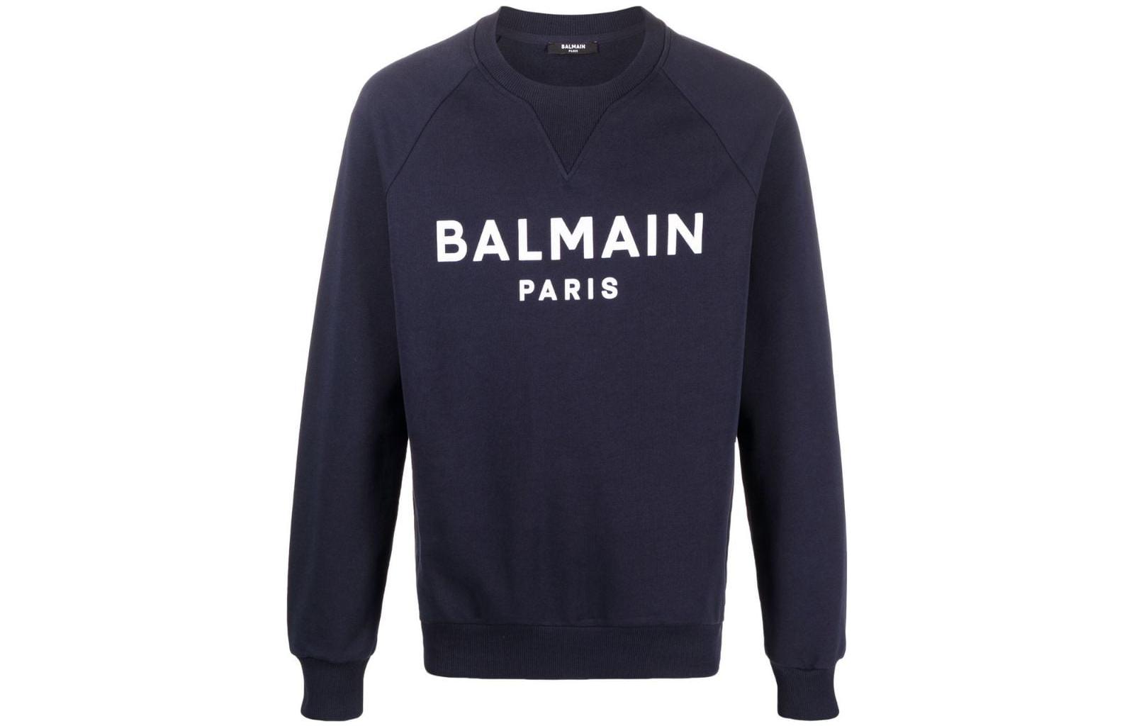 Balmain FW22 Logo Print Crewneck Long Sleeve Sweatshirt Deep Blue YH1JQ005BB33SAJ