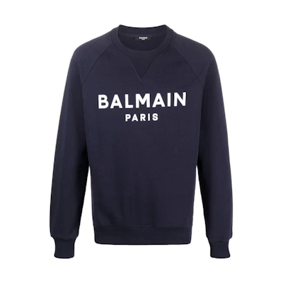Balmain FW22 Logo Print Crewneck Long Sleeve Sweatshirt Deep Blue YH1JQ005BB33SAJ