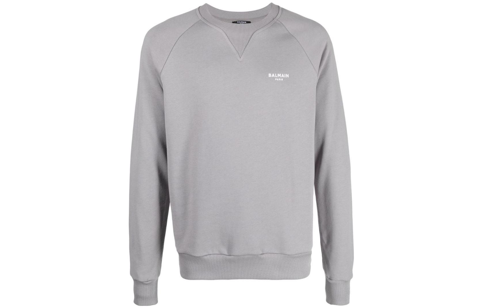 Balmain FW22 Logo Print Crewneck Pullover Sweatshirt Grey () YH0JQ005BB04YEN
