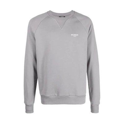 Balmain FW22 Logo Print Crewneck Pullover Sweatshirt Grey () YH0JQ005BB04YEN