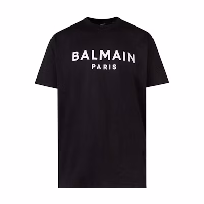 BALMAIN FW22 Logo Print Crewneck T-Shirt Black Fashion Tee YH1EG000BB73EAB