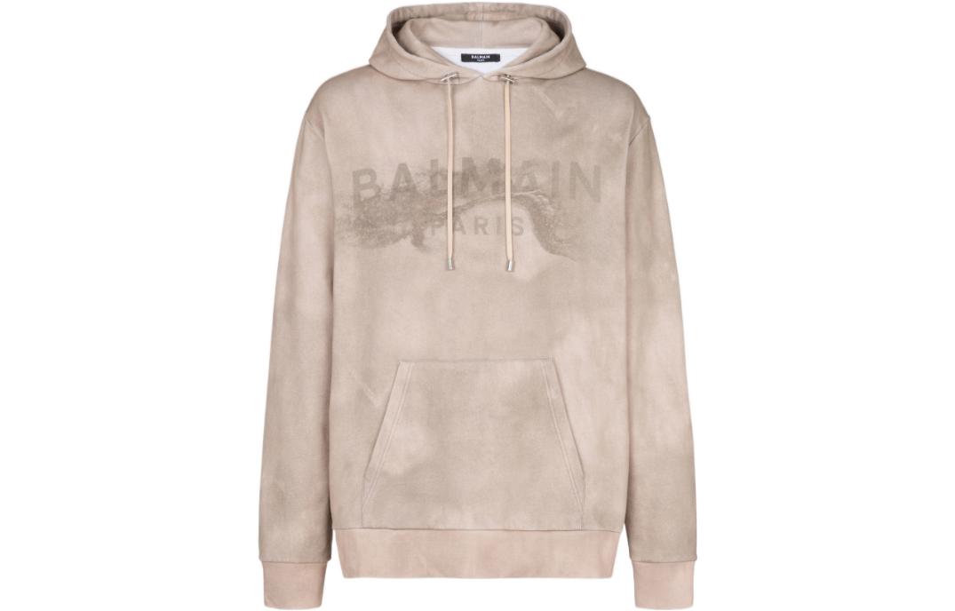 Balmain FW22 Logo Print Long-Sleeve Hoodie Men’s Beige AH1JT047GC61-WDV