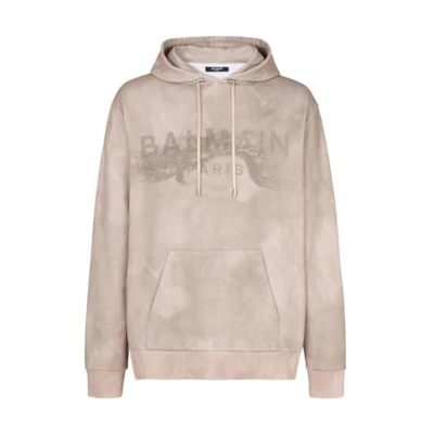 Balmain FW22 Logo Print Long-Sleeve Hoodie Men’s Beige AH1JT047GC61-WDV