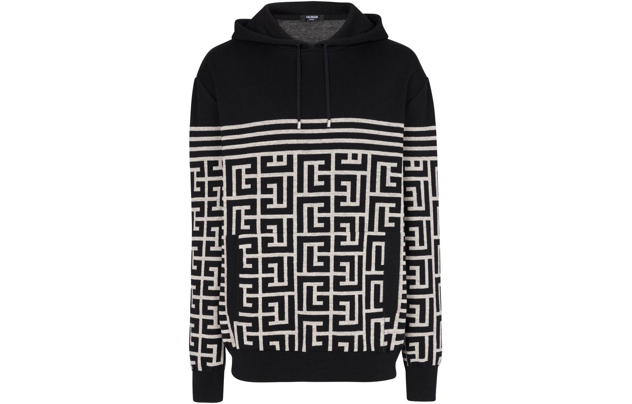 Balmain FW22 Logo Print Pullover Hoodie Black AH1JR070KD54-EDK