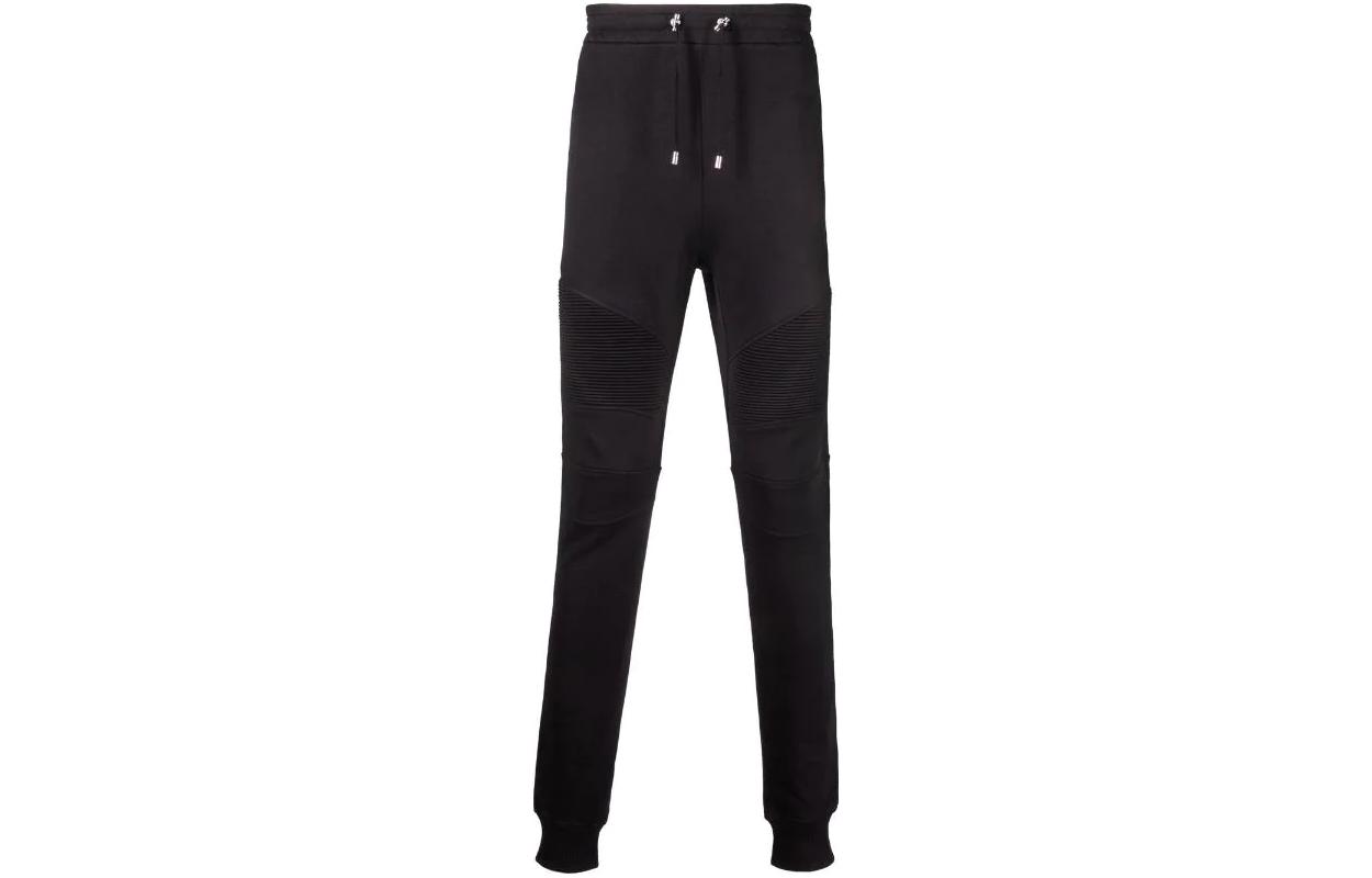 BALMAIN FW22 Logo Print Ribbed Joggers Men’s Black YH1OB000BB66EAB
