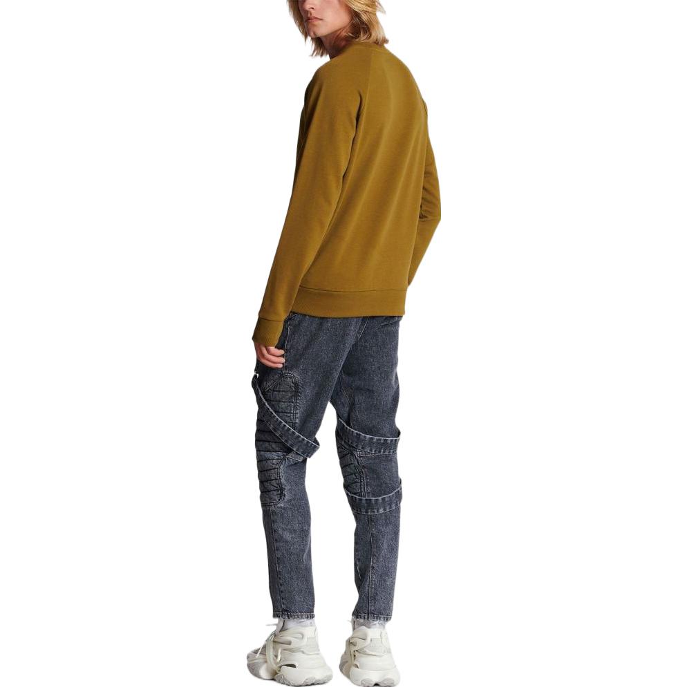 Shop BALMAIN FW22 棕色Logo印花圓領運動衫 時尚。 AH1JQ005BB65-UEG