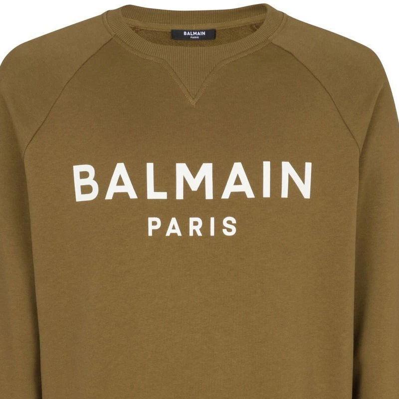 Details for BALMAIN FW22 棕色Logo印花圓領運動衫 時尚。 AH1JQ005BB65-UEG