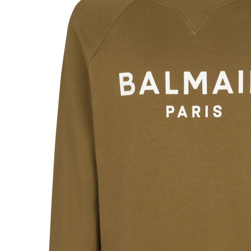 Sizing BALMAIN FW22 棕色Logo印花圓領運動衫 時尚。 AH1JQ005BB65-UEG
