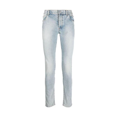 BALMAIN FW22 Mid-Rise Slim Straight Casual Jeans Men’s Blue YH0MG000DC57-6FC