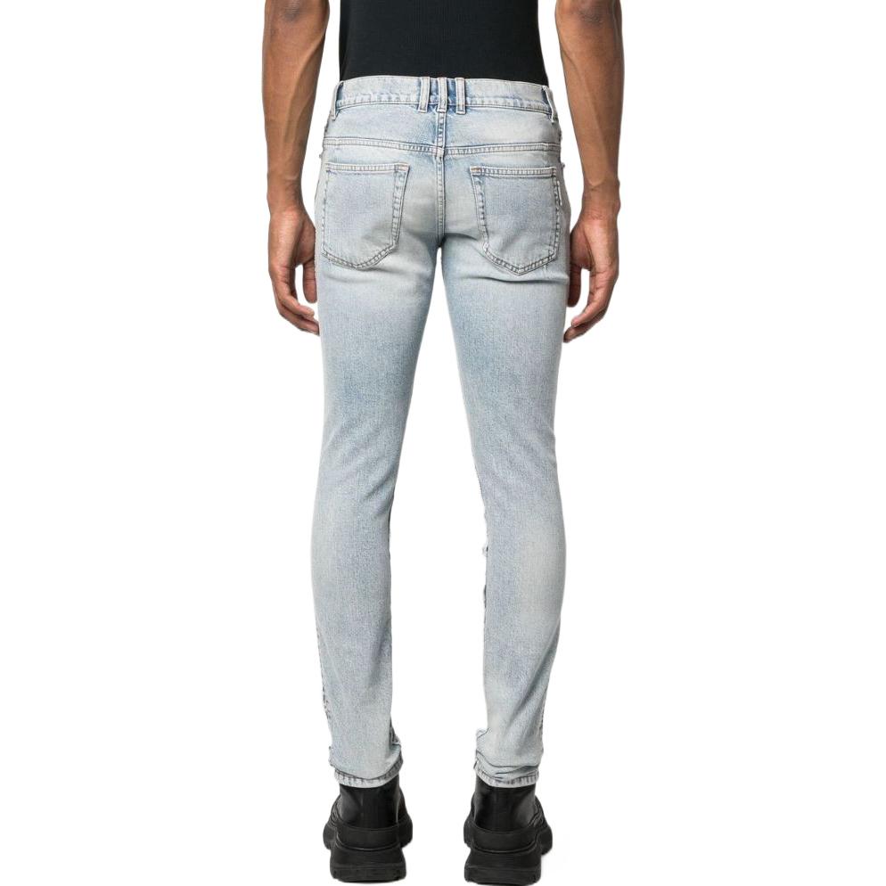 Shop 巴尔曼 FW22 男士蓝色中腰修身直筒休闲牛仔裤 YH0MG000DC57-6FC