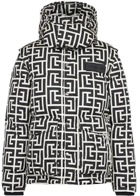 Balmain FW22 Monogram Hooded Puffer Jacket Black/White YH1TP081XB33-GFE Buy Balmain FW22 Monogram Hooded Puffer Jacket Black/White YH1TP081XB33-GFE