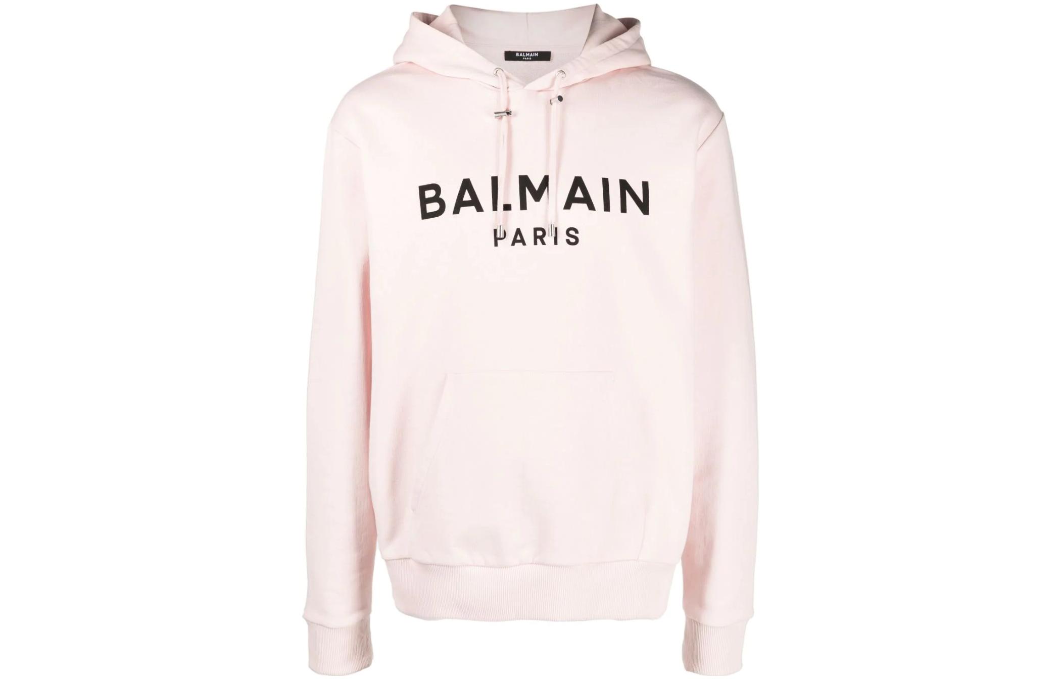 BALMAIN FW22 Pink Letter Logo Print Drawstring Hoodie for Men. YH1JR002BB65OFA 圖 2