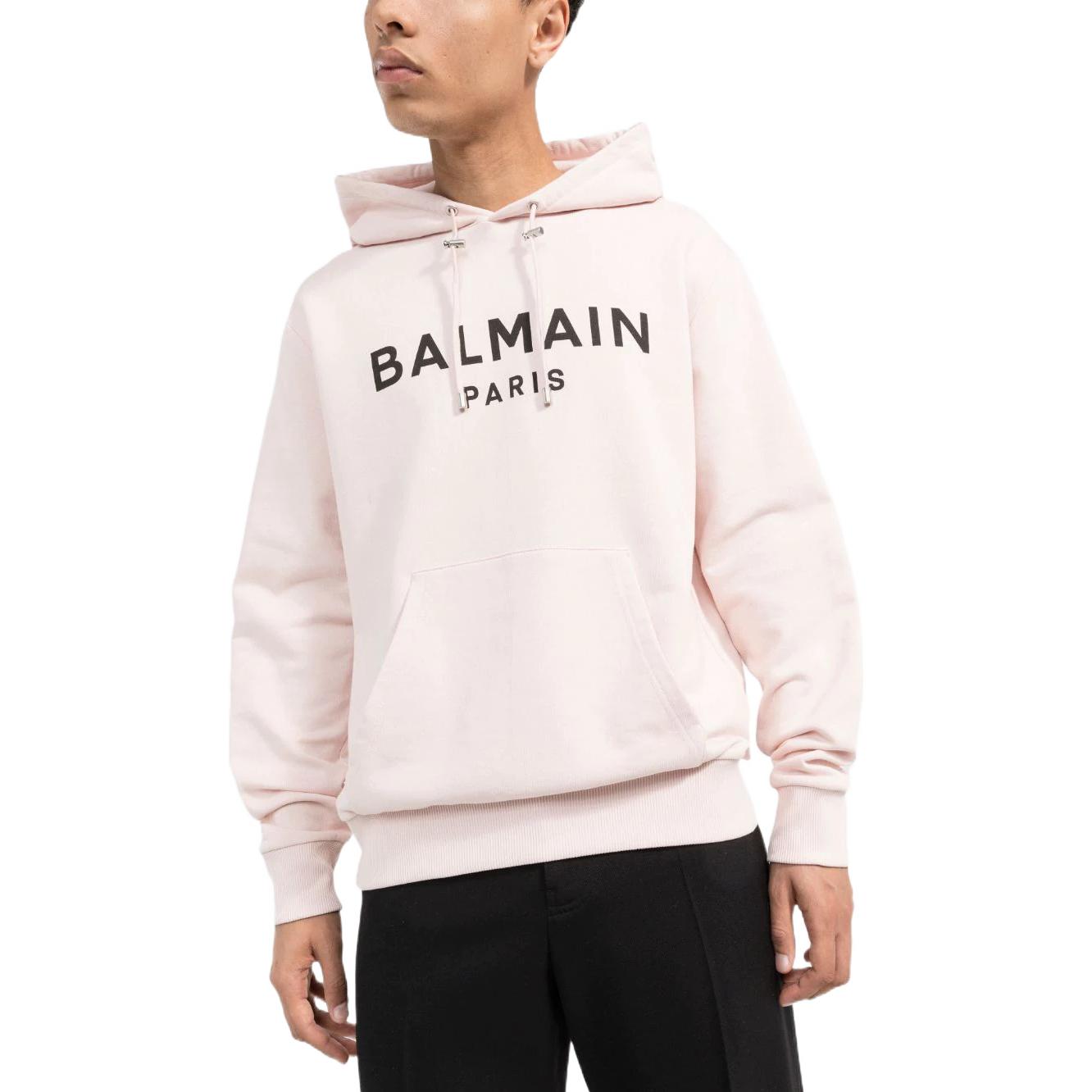 BALMAIN FW22 Pink Letter Logo Print Drawstring Hoodie for Men. YH1JR002BB65OFA 圖 3