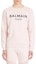 Shop BALMAIN FW22 Pink Pullover Sweatshirt with Letter Logo Print YH1JQ005BB65-OFA