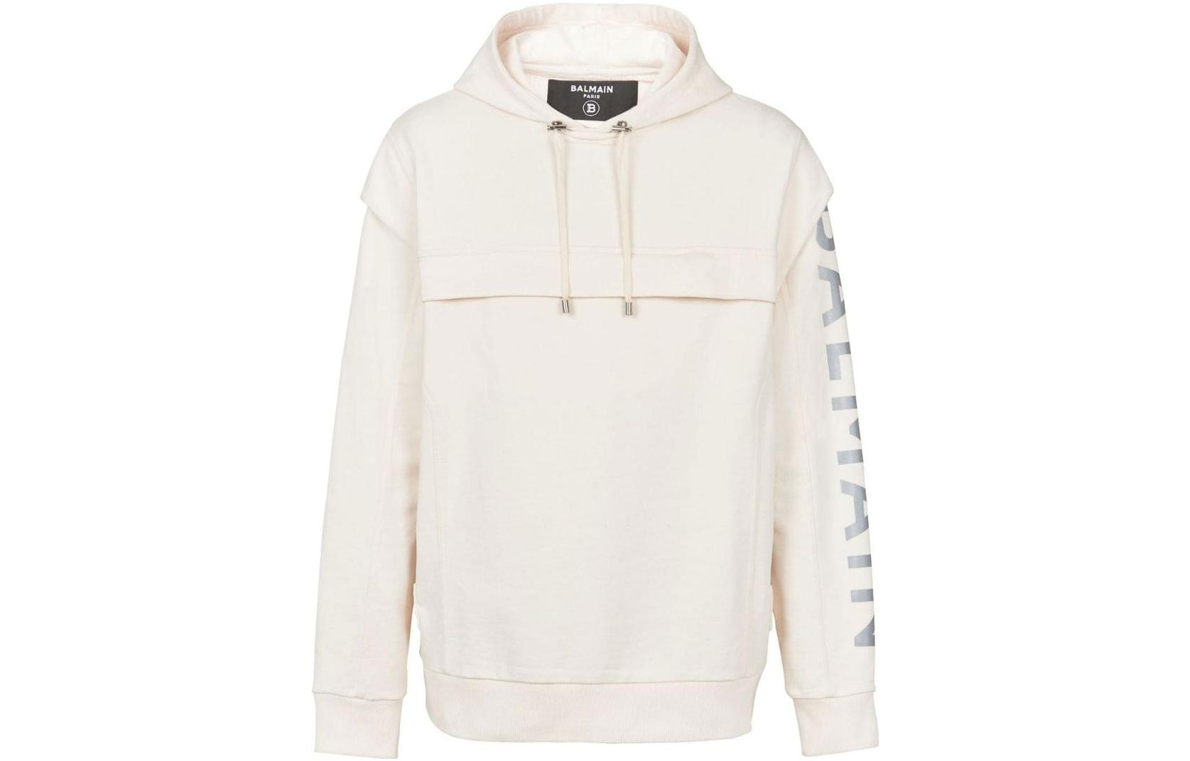 Balmain FW22 Printed Hoodie Long Sleeve White YH0JT145BB94-GJC
