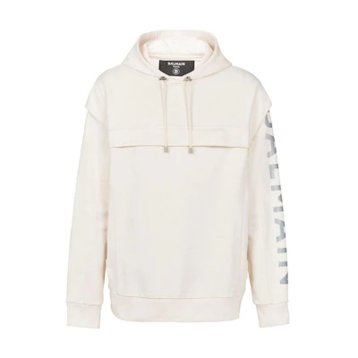 Balmain FW22 Printed Hoodie Long Sleeve White YH0JT145BB94-GJC