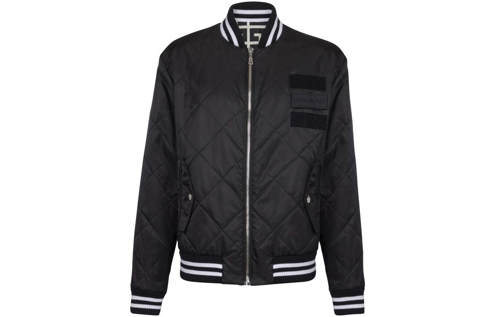 BALMAIN FW22 Quilted Solid Color Bomber Jacket Men’s Black. YH1TF220XB33-GFE