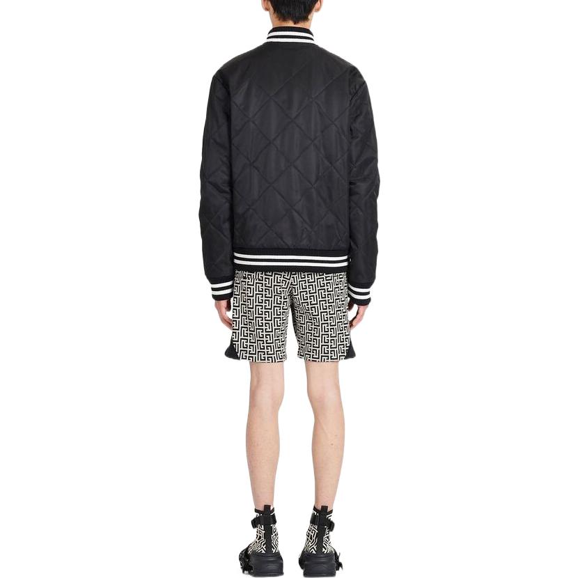 Purchase BALMAIN FW22 Jaket Bomber Hitam Lelaki Quilted Warna Solid. YH1TF220XB33-GFE