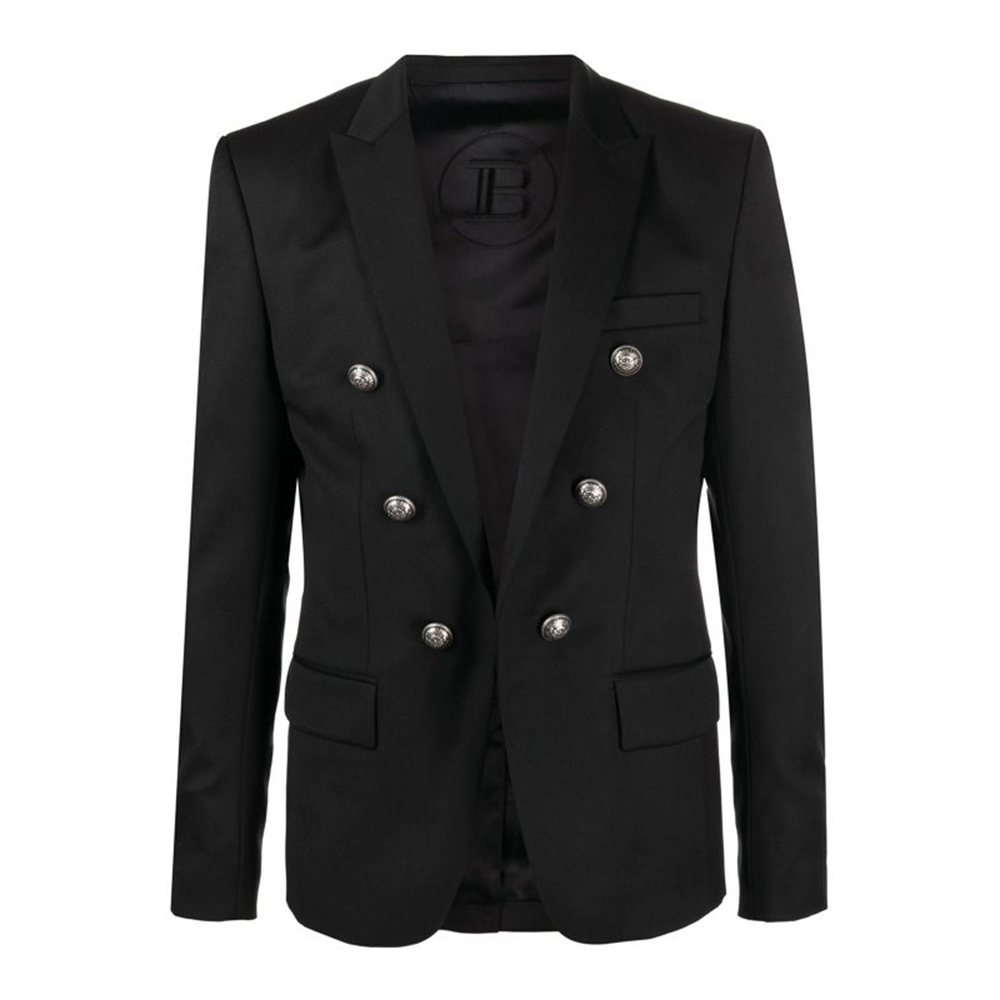 Balmain FW22 Solid Button-Up Blazer Jacket Men’s Black YH1SG005WB120PA