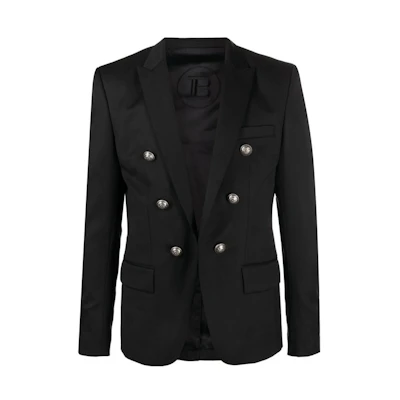 Balmain FW22 Solid Button-Up Blazer Jacket Men’s Black YH1SG005WB120PA