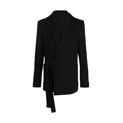 Balmain FW22 Solid Color Lace-Up Hooded Jacket Men’s Black AH1SI157JE94-930