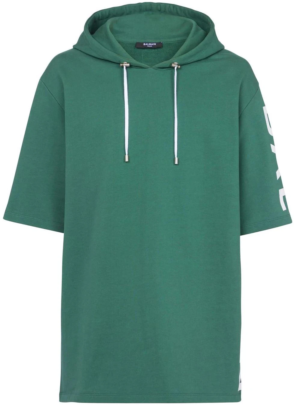 balmain-fw-22-solid-color-letter-logo-print-short-sleeve-hoodie-green-yh-1-jl-000-bb-15-ubb
