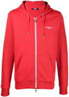 Balmain FW22 Solid Color Logo Print Red Hoodie Jacket for Men YH1JX000BB04MAI Balmain FW22 Solid Color Logo Print Red Hoodie Jacket for Men YH1JX000BB04MAI