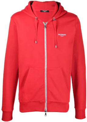 Balmain FW22 Jaket Hoodie Merah Pria dengan Logo Solid. YH1JX000BB04MAI Buy Balmain FW22 Jaket Hoodie Merah Pria dengan Logo Solid. YH1JX000BB04MAI