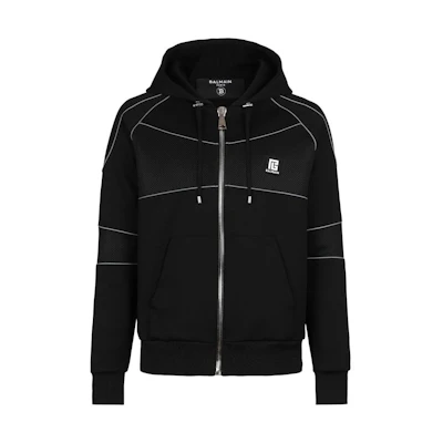 Balmain FW22 Solid Color Zip Hoodie Jacket Black YH0JX025MB710PA
