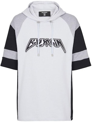 BALMAIN FW22 條紋Logo印花短袖連帽衫 白色 YH0JL015BB76SEM Order BALMAIN FW22 條紋Logo印花短袖連帽衫 白色 YH0JL015BB76SEM