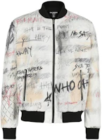 Balmain FW22 White Letter Graffiti Print Zip-Up Jacket Unisex YU1TF240XD28GBS Balmain FW22 White Letter Graffiti Print Zip-Up Jacket Unisex YU1TF240XD28GBS
