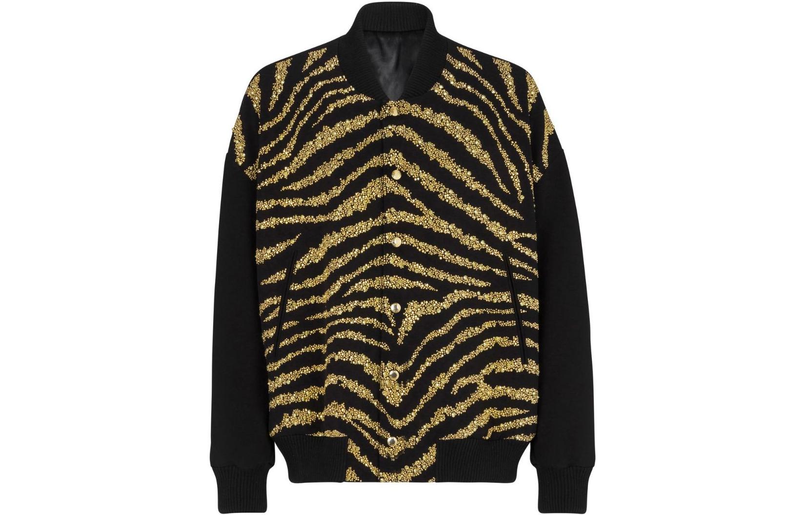 Balmain FW22 Zebra-Pattern Single-Breasted Jacket Black AH1TF295PB61