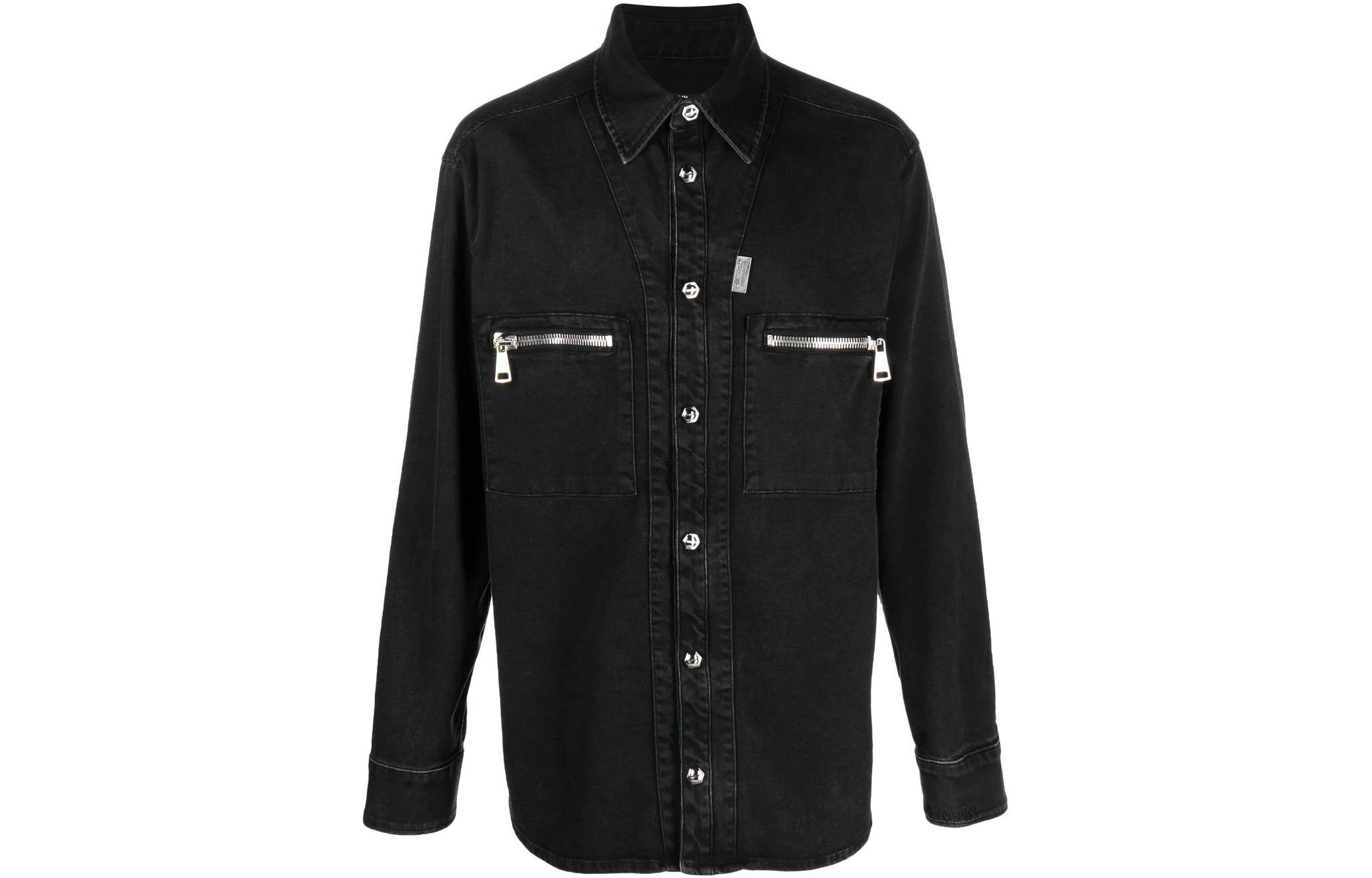 Balmain FW22 Zip Pocket Shirt Jacket Black YH0HC085DC59-0PA