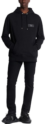 BALMAIN FW23 Black Hoodie with Solid Logo Patch. BH0JT047-JB53-0PA Lookbook BALMAIN FW23 Black Hoodie with Solid Logo Patch. BH0JT047-JB53-0PA