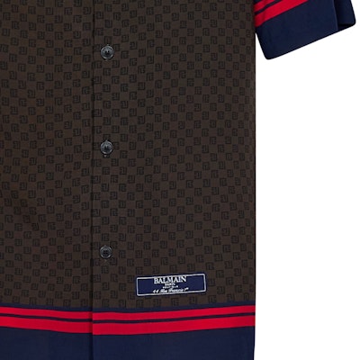 BALMAIN FW23 Brown Multicolor Pattern Printed Short Sleeve Shirt. BH0HN066-VD88-WGB Purchase BALMAIN FW23 Brown Multicolor Pattern Printed Short Sleeve Shirt. BH0HN066-VD88-WGB