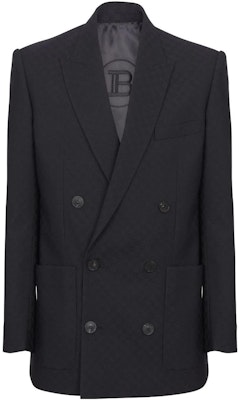 BALMAIN FW23 Blazer Hitam Logo Jacquard Solid Single-Breasted CH1SG030-WC54-0PA Buy BALMAIN FW23 Blazer Hitam Logo Jacquard Solid Single-Breasted CH1SG030-WC54-0PA