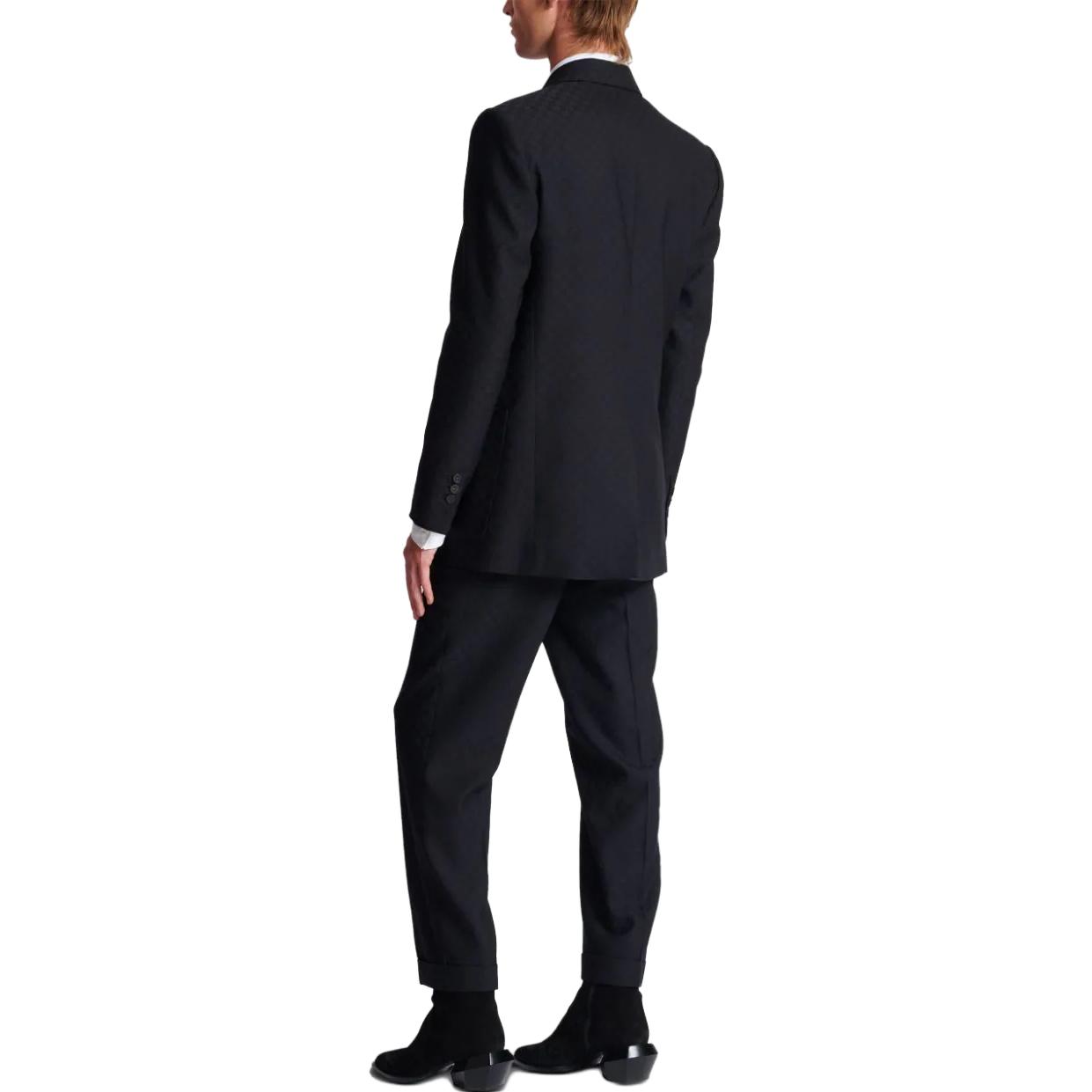 Shop BALMAIN FW23 Blazer Hitam Logo Jacquard Solid Single-Breasted CH1SG030-WC54-0PA