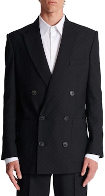BALMAIN FW23 Blazer Hitam Logo Jacquard Solid Single-Breasted CH1SG030-WC54-0PA Details for BALMAIN FW23 Blazer Hitam Logo Jacquard Solid Single-Breasted CH1SG030-WC54-0PA