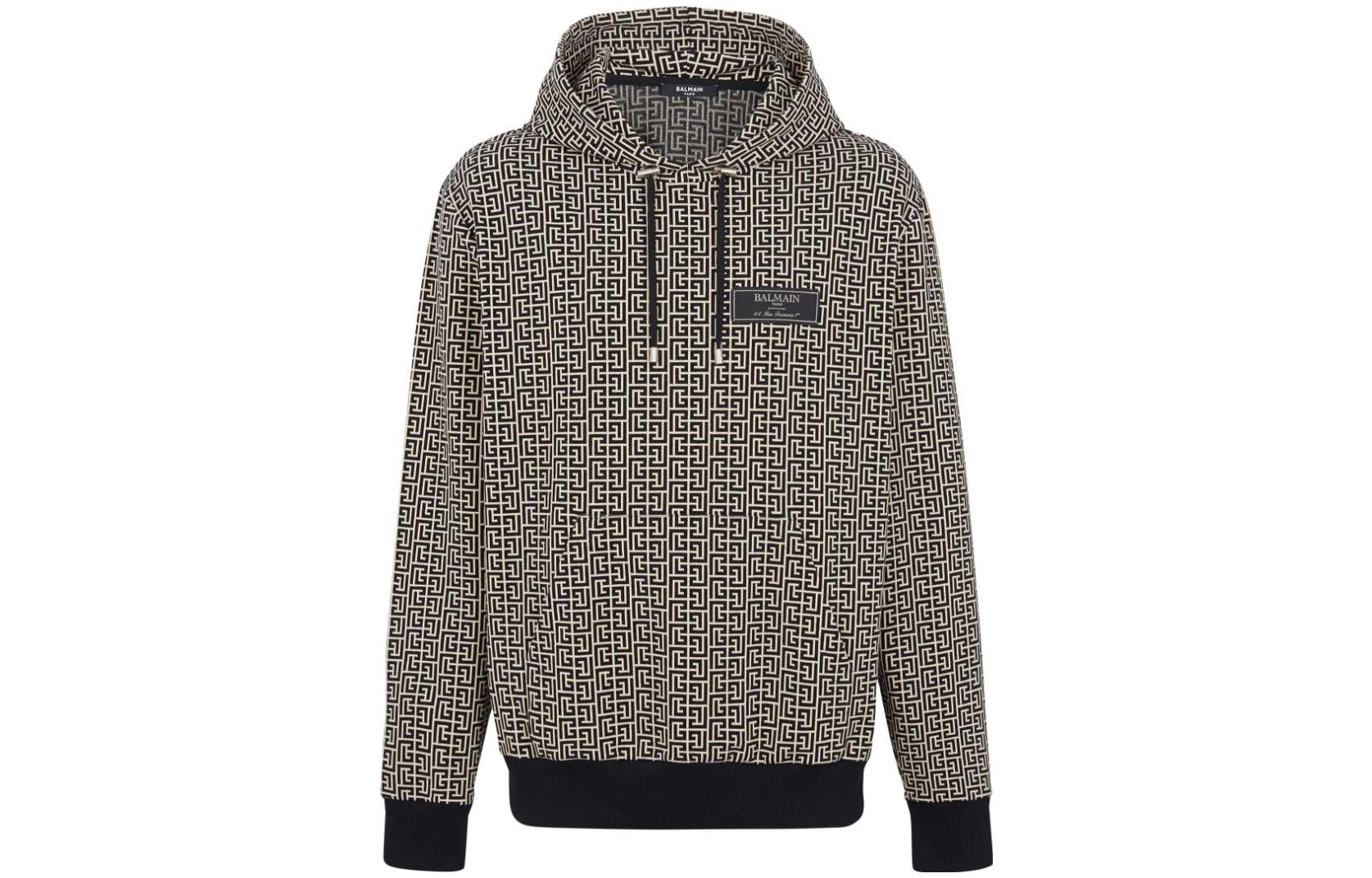 Balmain FW23 All-Over Logo Hoodie Black CH1JR002-JC97-GFE