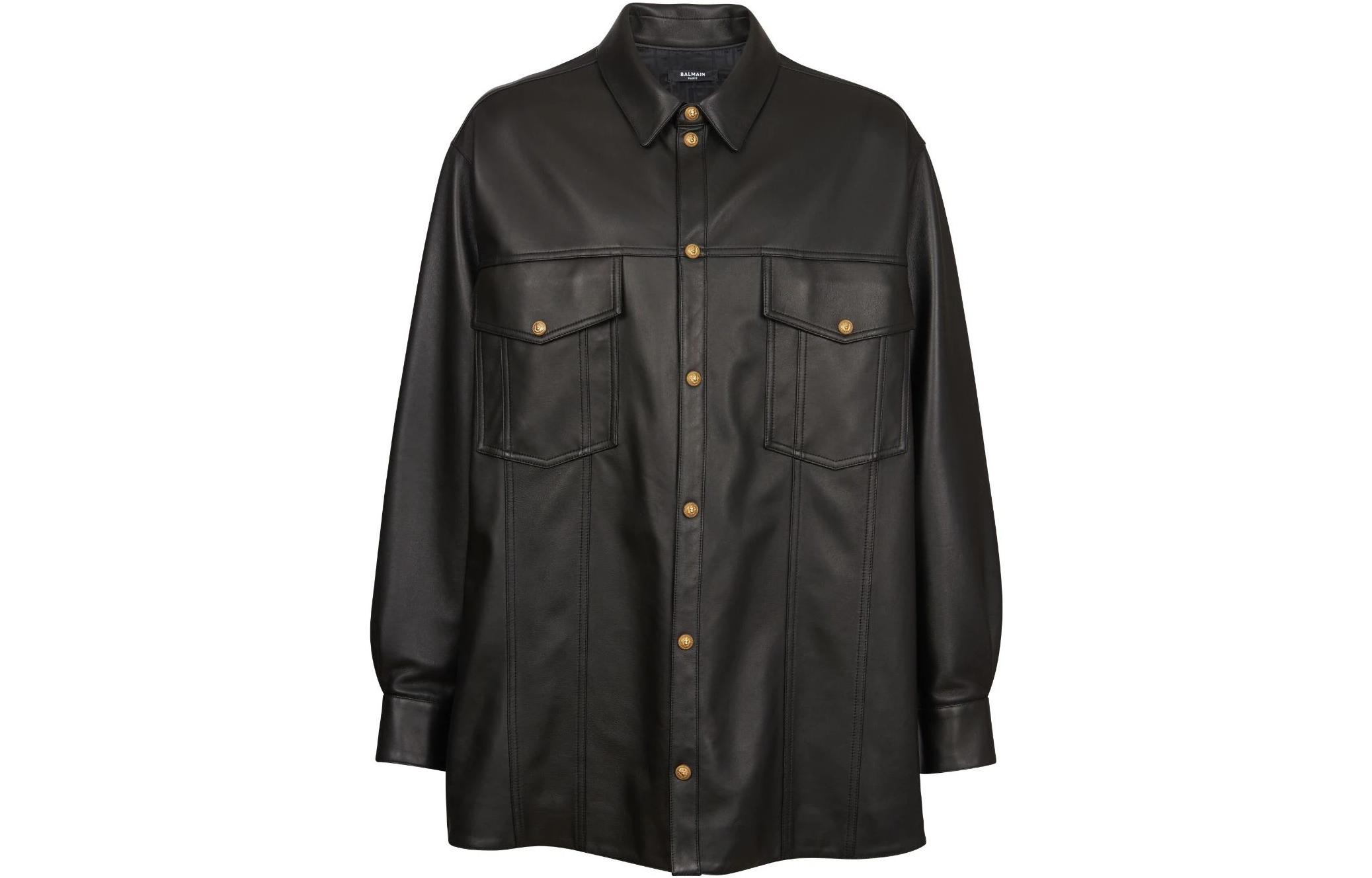 Balmain FW23 Black Solid Single-Breasted Long-Sleeve Jacket BH1HS215LB24-0PAA