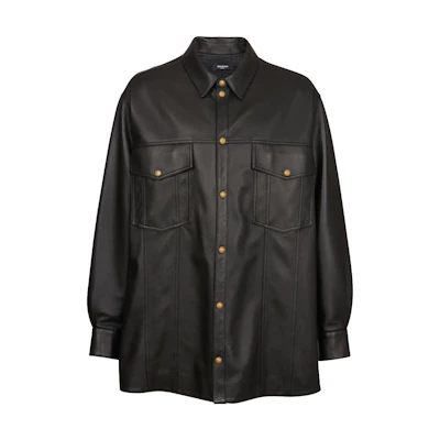 Balmain FW23 Black Solid Single-Breasted Long-Sleeve Jacket BH1HS215LB24-0PAA