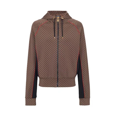 Balmain FW23 Brown Logo Print Casual Hooded Jacket BH2JZ030-MD55-WDI