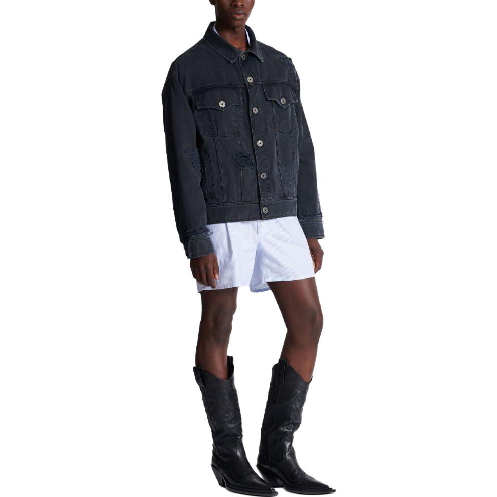 Purchase 巴尔曼 FW23 黑色做旧牛仔夹克 外套 CH1TC300-DD95-0PC