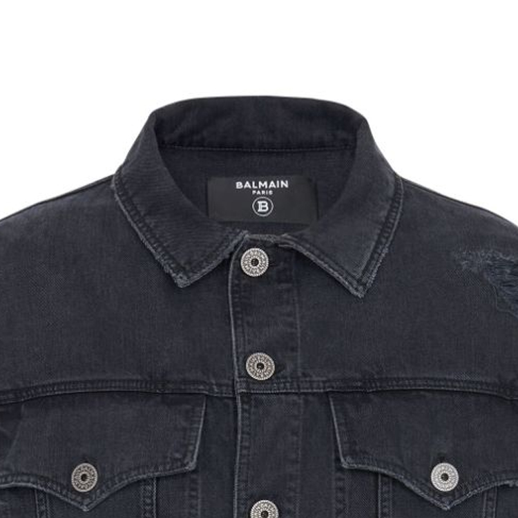 Details for 巴尔曼 FW23 黑色做旧牛仔夹克 外套 CH1TC300-DD95-0PC