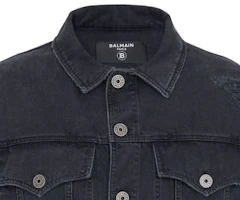Details for BALMAIN FW23 Distressed Denim Jacket Black Textile Outerwear CH1TC300-DD95-0PC