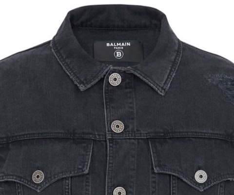 巴尔曼 FW23 黑色做旧牛仔夹克 外套 CH1TC300-DD95-0PC Details for 巴尔曼 FW23 黑色做旧牛仔夹克 外套 CH1TC300-DD95-0PC