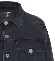Sizing BALMAIN FW23 Distressed Denim Jacket Black Textile Outerwear CH1TC300-DD95-0PC